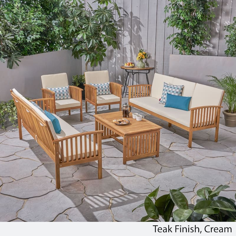 Carolina Outdoor 5-pc. Acacia Conversational Set by Christopher Knight Home
