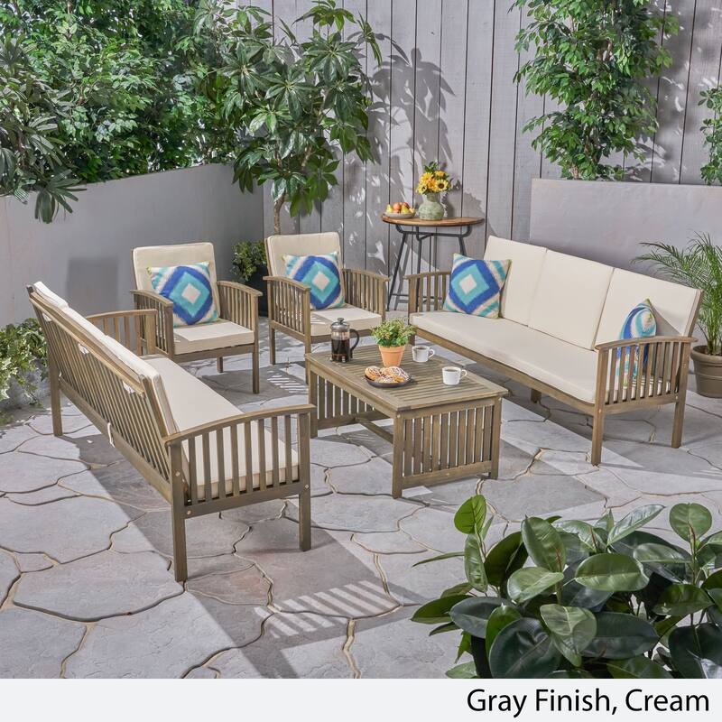 Carolina Outdoor 5-pc. Acacia Conversational Set by Christopher Knight Home