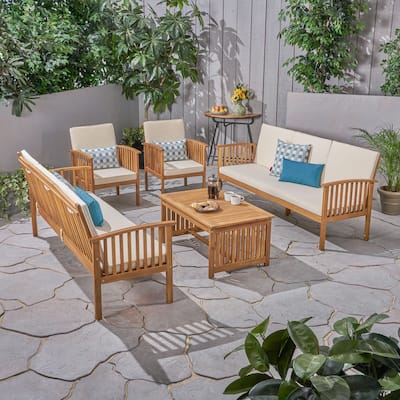 Carolina Outdoor 5-pc. Acacia Conversational Set by Christopher Knight Home