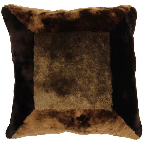 Shop Natural Geo Flocculent Sheepskin Dark Brown Square Pillow