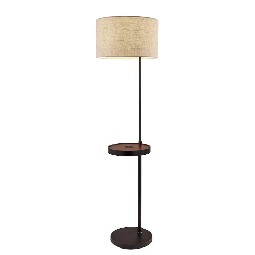 Carbon Loft Melville Matte Black and Walnut Shelf Floor Lamp