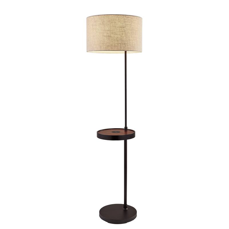 Carbon Loft Melville Matte Black and Walnut Shelf Floor Lamp
