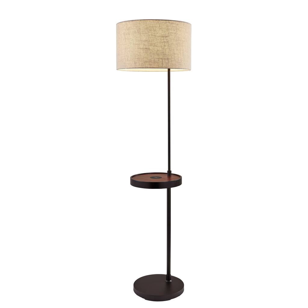 Carbon Loft Melville Matte Black and Walnut Shelf Floor Lamp