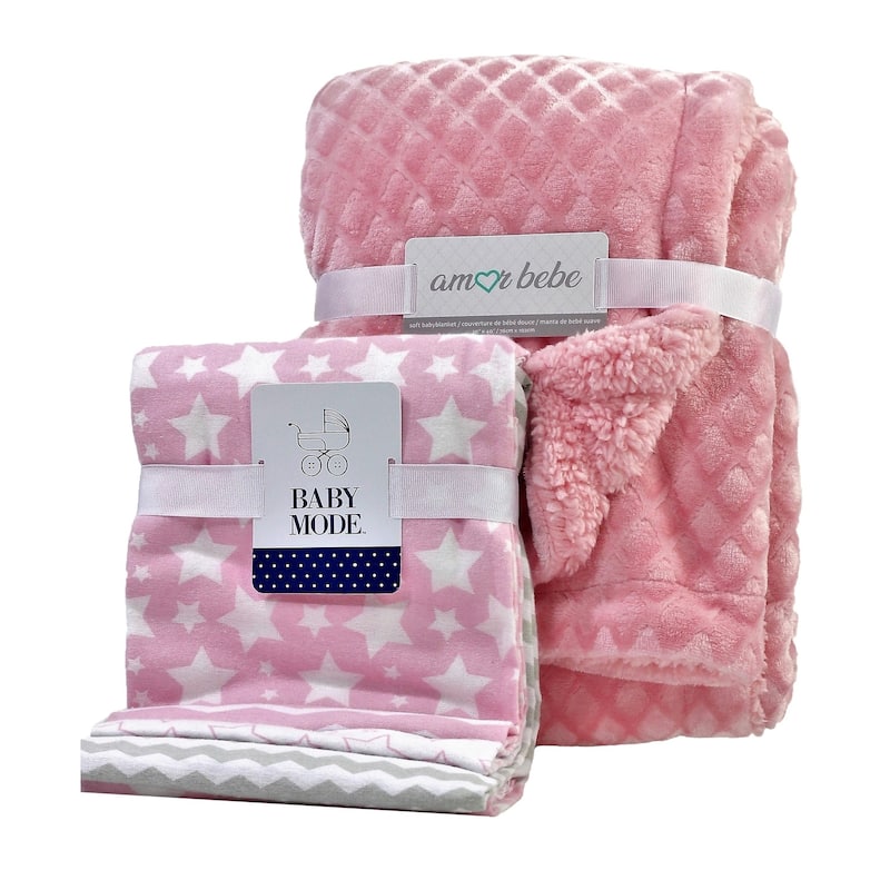 5 Piece Baby Blanket Gift Set - Pink