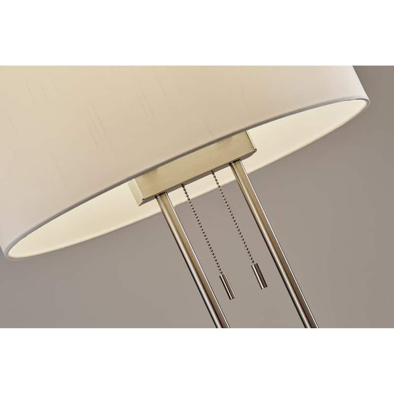 Strick & Bolton Lissie Brushed Steel Double Socket Floor Lamp