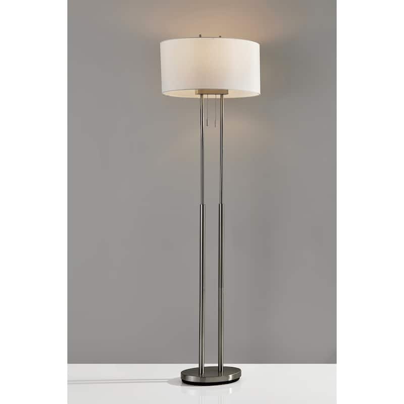 Strick & Bolton Lissie Brushed Steel Double Socket Floor Lamp