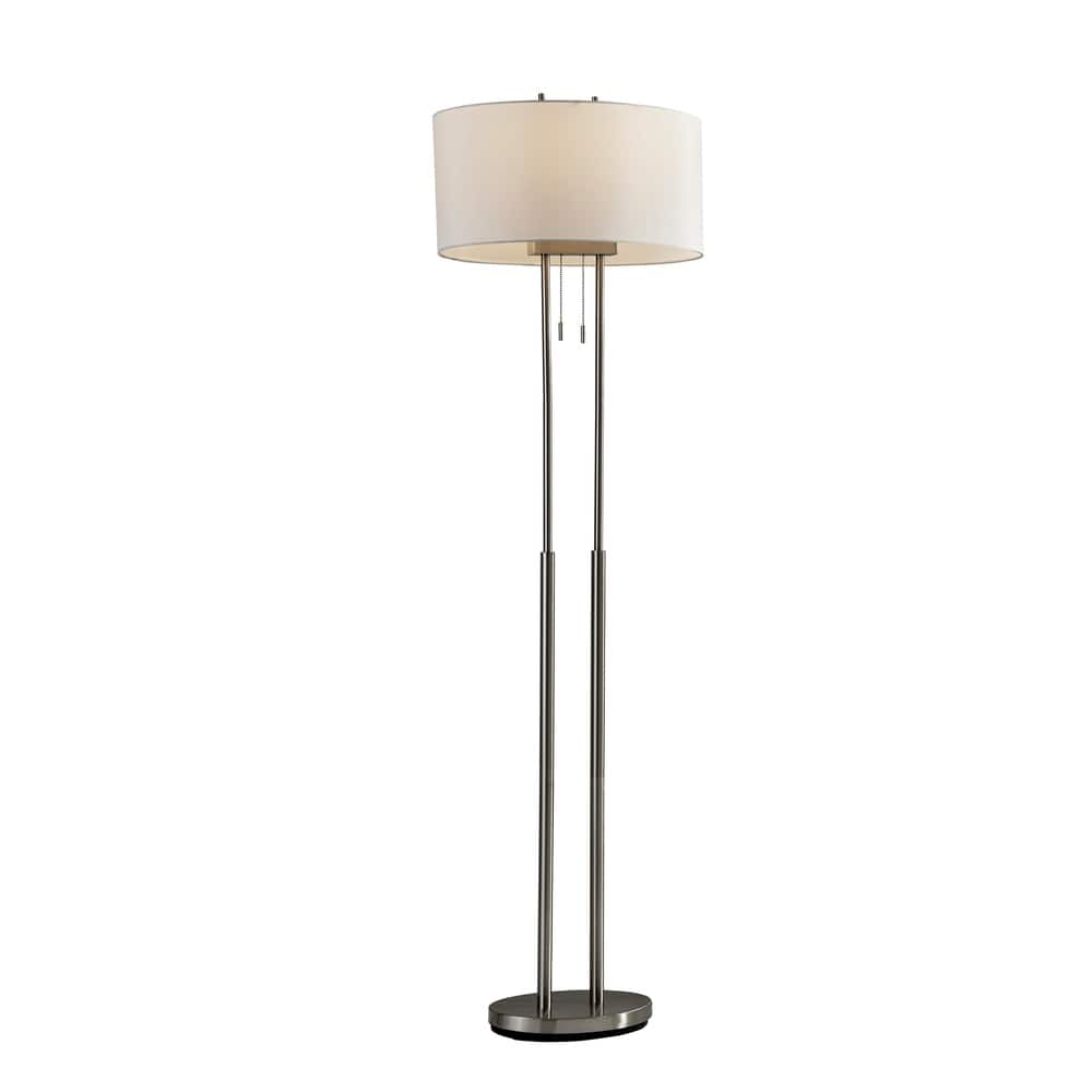 Strick & Bolton Lissie Brushed Steel Double Socket Floor Lamp