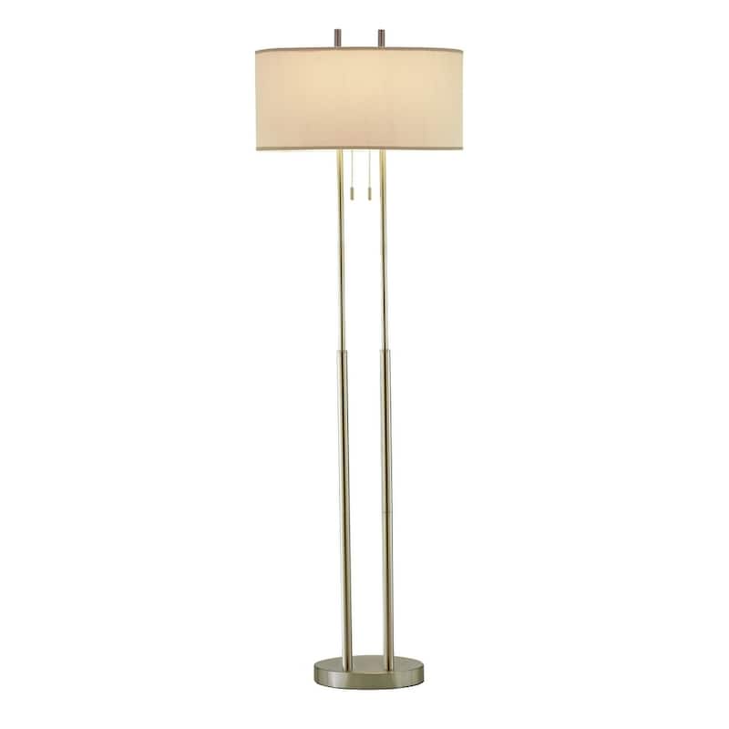 Strick & Bolton Lissie Brushed Steel Double Socket Floor Lamp