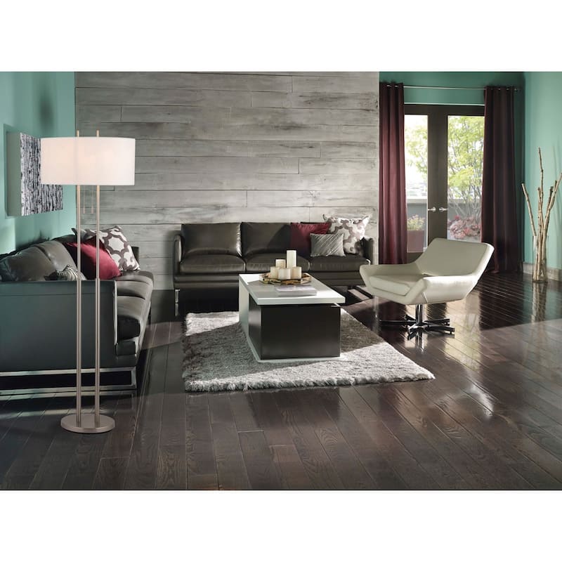 Strick & Bolton Lissie Brushed Steel Double Socket Floor Lamp
