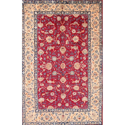 Vintage Traditional Handmade Wool Isfahan Nain Persian Floral Area Rug - 10'0" x 6'8"