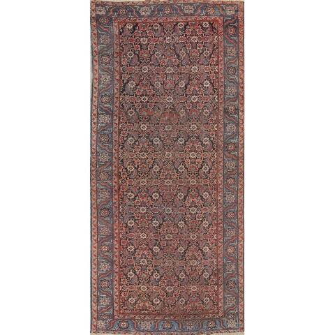 Antique Hand Knotted Wool All Over Floral Heriz Persian Rug - 13'11" x 6'3" Runner
