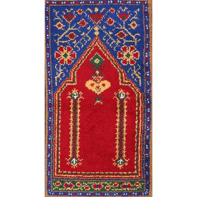 Rya Classical Hand Knotted Wool Oriental Floral Area Rug - 4'3" x 2'4"