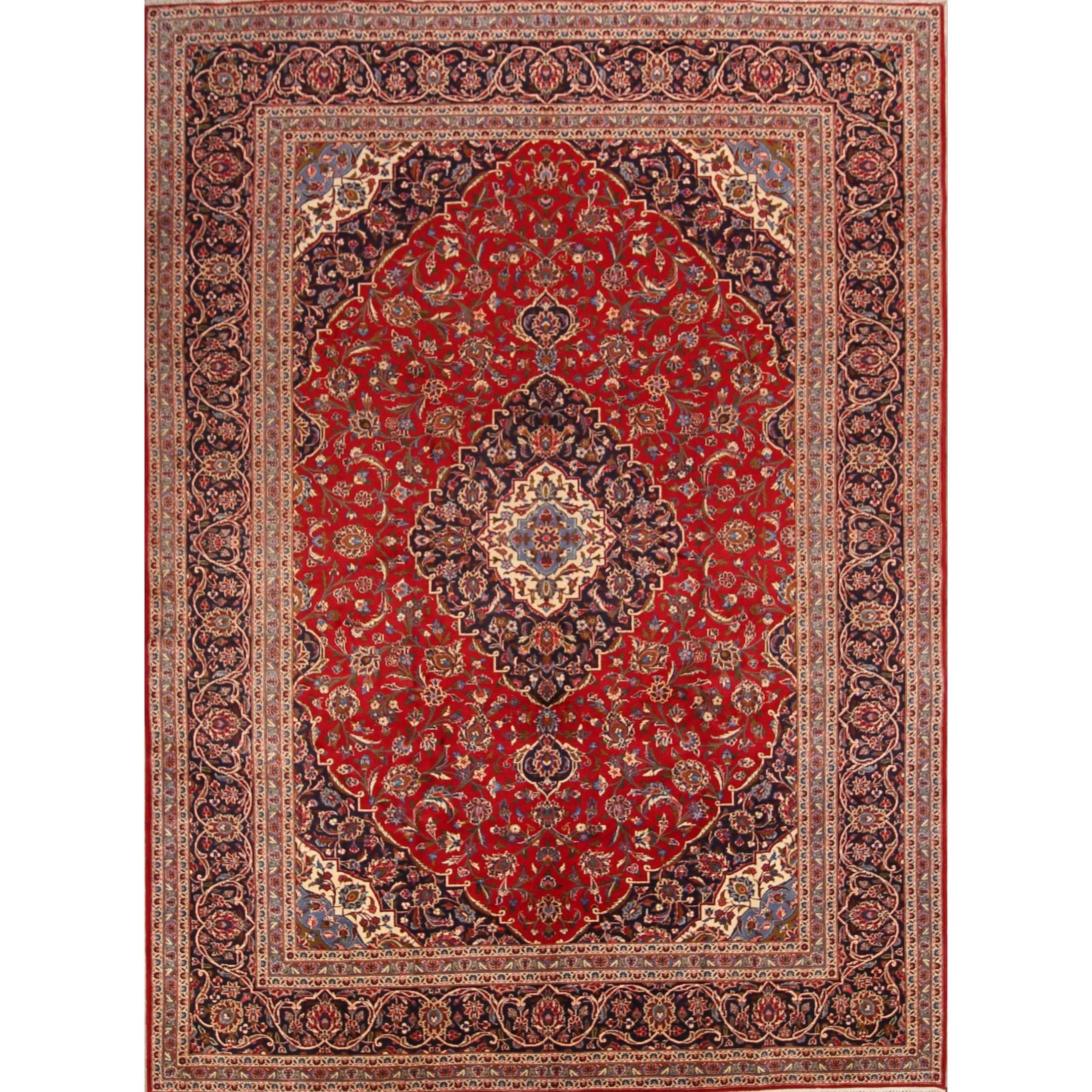 Medallion Kashan Handmade Persian Vintage Classical Area Rug - 13'2" x 9'7"
