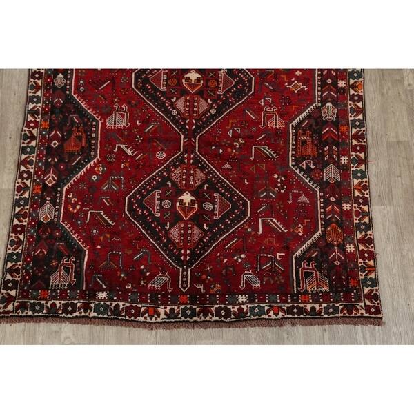 Shop Vintage Geometric Shiraz Persian Hand Knotted Area Rug Tribal Carpet 9 9 X 6 8 On Sale Overstock 26479429