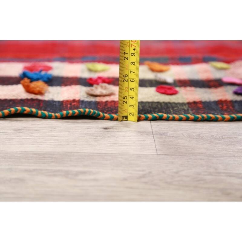 Kilim Shiraz Hand Woven Wool Vintage Persian Area Rug Tribal Carpet - 7'2" x 5'3"