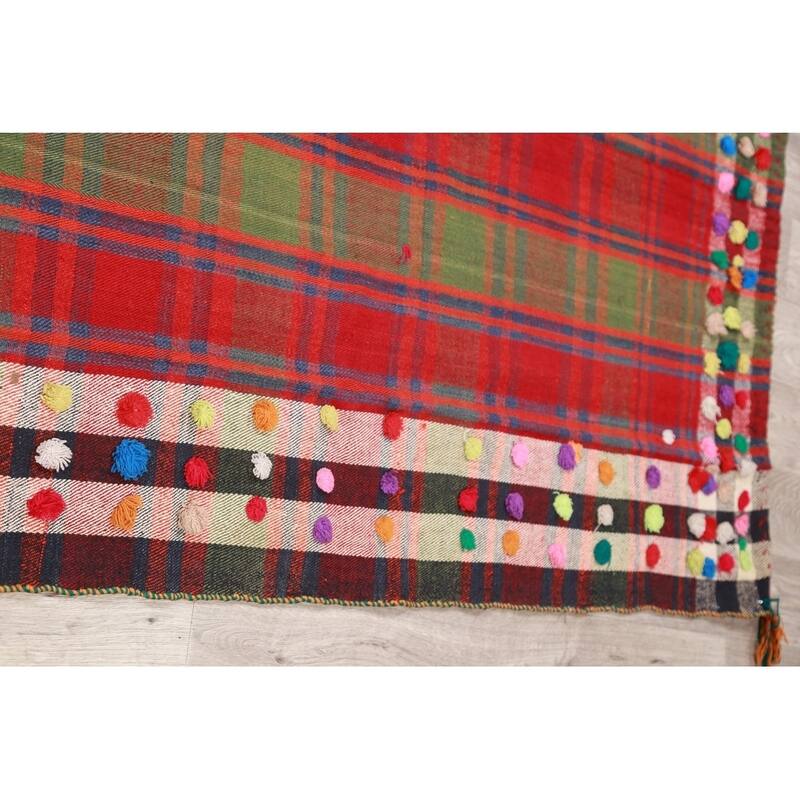 Kilim Shiraz Hand Woven Wool Vintage Persian Area Rug Tribal Carpet - 7'2" x 5'3"