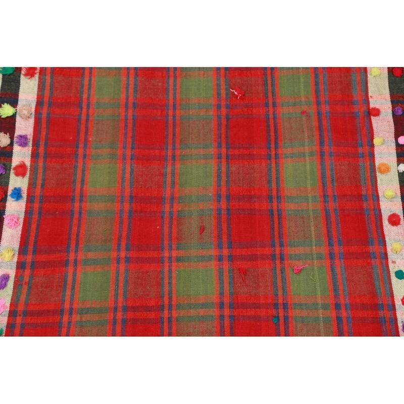 Kilim Shiraz Hand Woven Wool Vintage Persian Area Rug Tribal Carpet - 7'2" x 5'3"