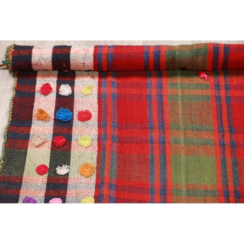 Kilim Shiraz Hand Woven Wool Vintage Persian Area Rug Tribal Carpet - 7'2" x 5'3"