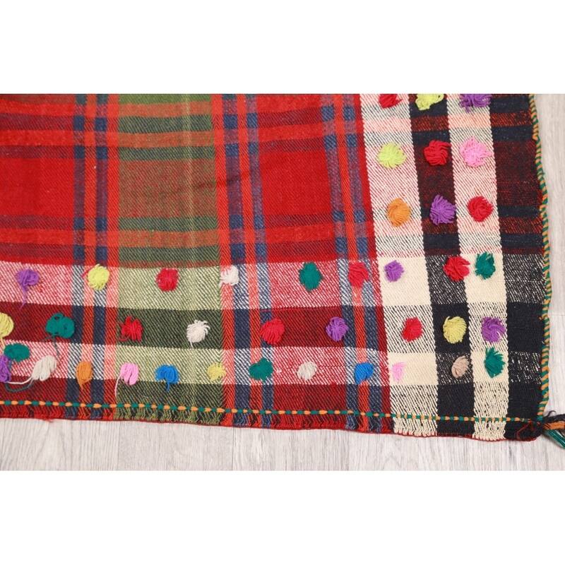 Kilim Shiraz Hand Woven Wool Vintage Persian Area Rug Tribal Carpet - 7'2" x 5'3"