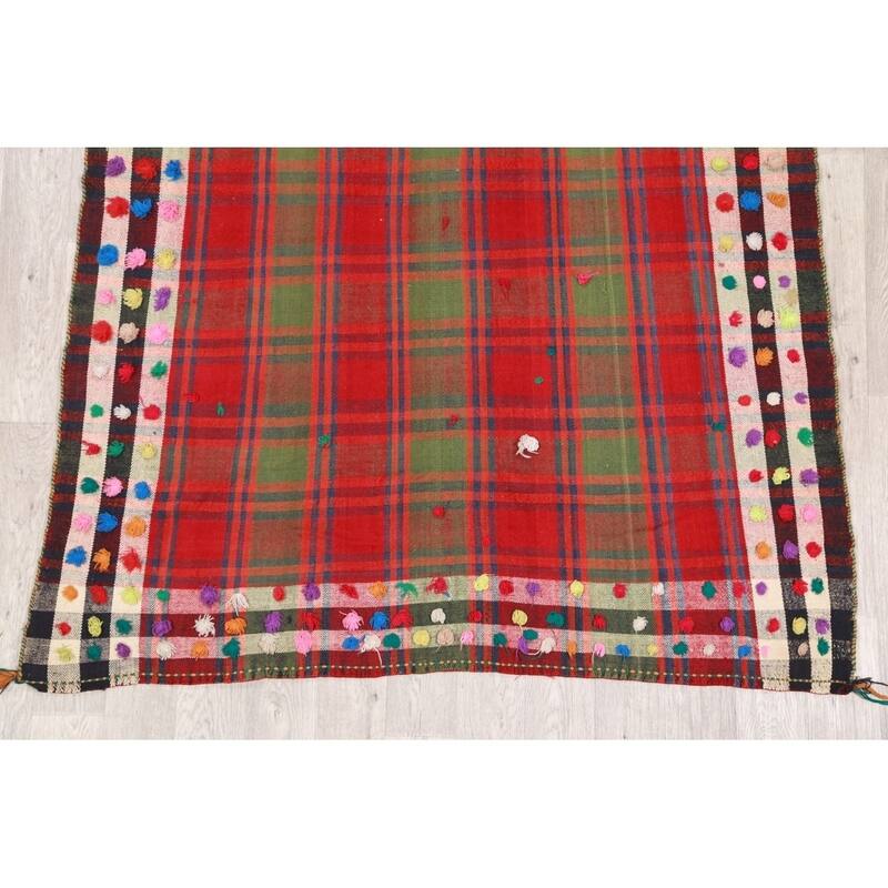 Kilim Shiraz Hand Woven Wool Vintage Persian Area Rug Tribal Carpet - 7'2" x 5'3"