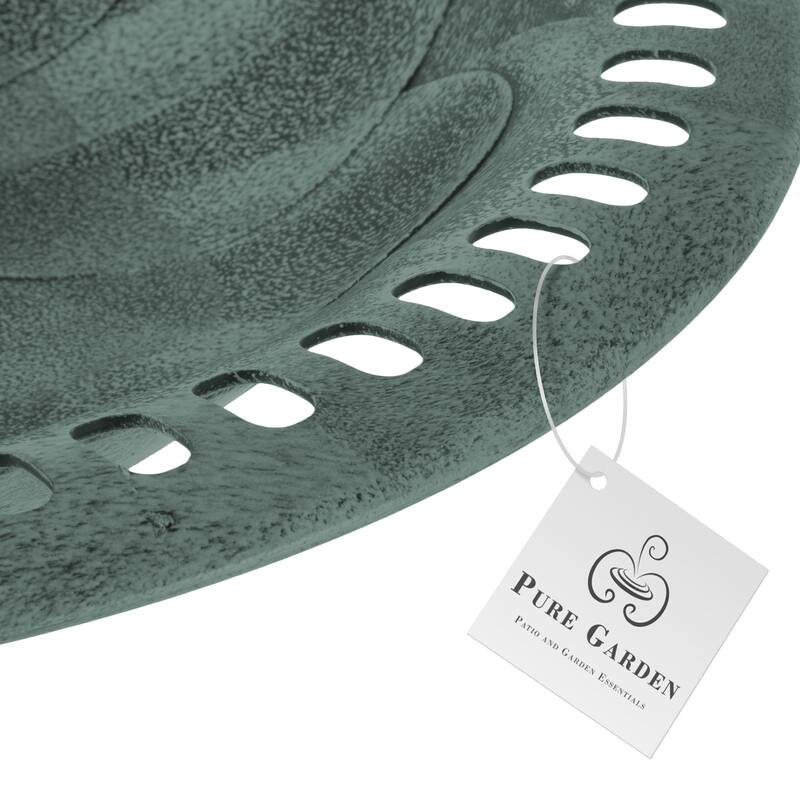 Outdoor Antique-Style Bird Bath - Weather-Resistant Polyresin Basin with Vintage Design and Ground Stakes by Pure Garden