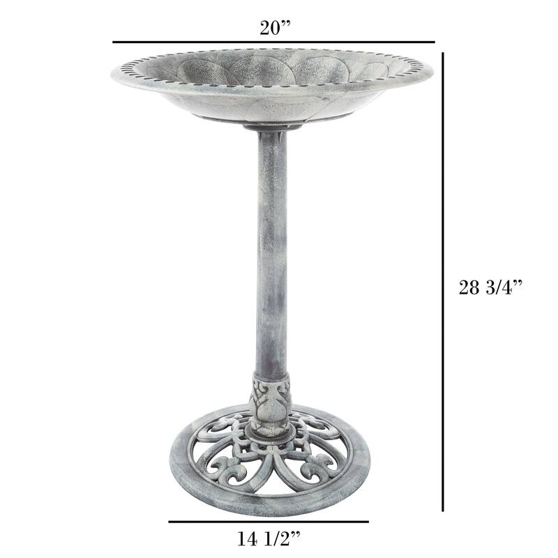 Outdoor Antique-Style Bird Bath - Weather-Resistant Polyresin Basin with Vintage Design and Ground Stakes by Pure Garden