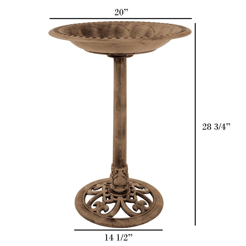 Outdoor Antique-Style Bird Bath - Weather-Resistant Polyresin Basin with Vintage Design and Ground Stakes by Pure Garden