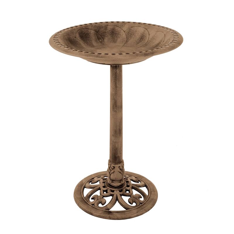 Outdoor Antique-Style Bird Bath - Weather-Resistant Polyresin Basin with Vintage Design and Ground Stakes by Pure Garden