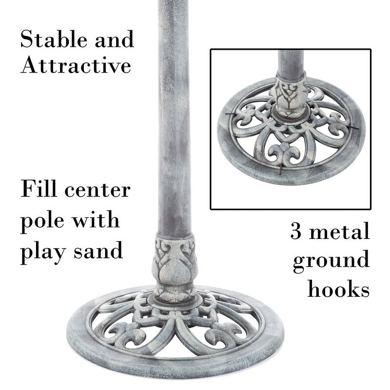 Outdoor Antique-Style Bird Bath - Weather-Resistant Polyresin Basin with Vintage Design and Ground Stakes by Pure Garden