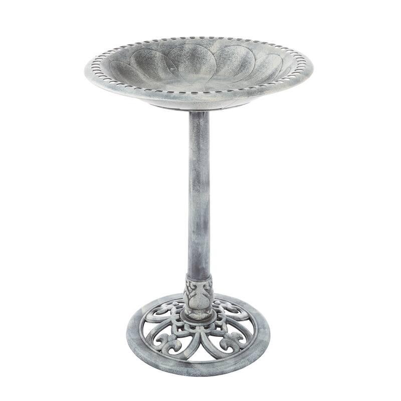 Outdoor Antique-Style Bird Bath - Weather-Resistant Polyresin Basin with Vintage Design and Ground Stakes by Pure Garden