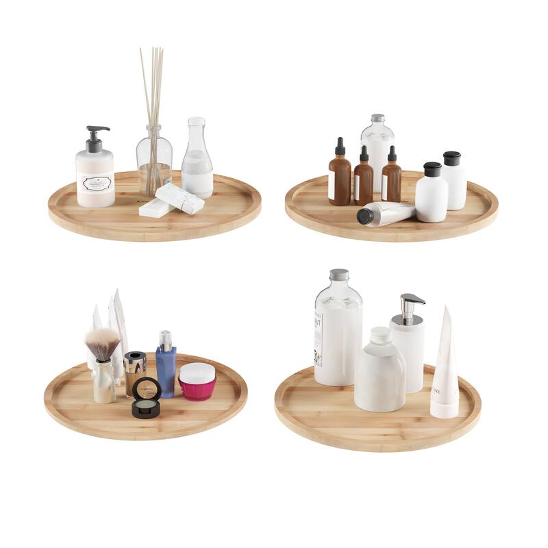 Single-Tier Lazy Susan - Round All-Natural Bamboo Turntable Organizer by Classic Cuisine (Natural Wood)