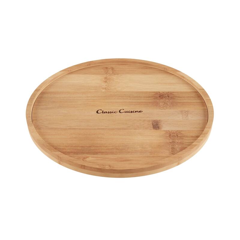 Single-Tier Lazy Susan - Round All-Natural Bamboo Turntable Organizer by Classic Cuisine (Natural Wood)