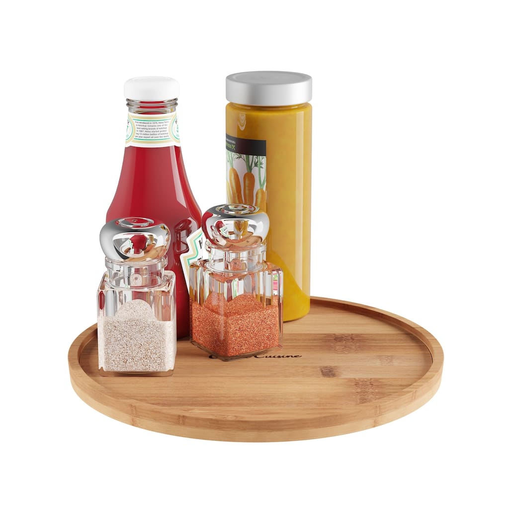 Single-Tier Lazy Susan - Round All-Natural Bamboo Turntable Organizer by Classic Cuisine (Natural Wood)