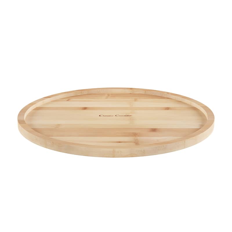 Single-Tier Lazy Susan - Round All-Natural Bamboo Turntable Organizer by Classic Cuisine (Natural Wood)