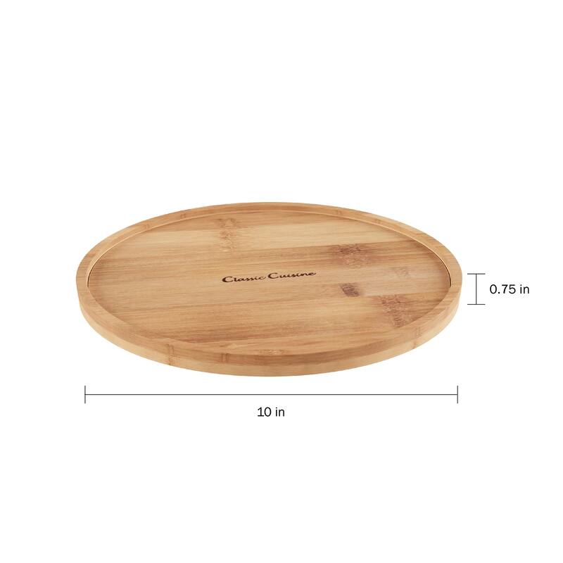 Single-Tier Lazy Susan - Round All-Natural Bamboo Turntable Organizer by Classic Cuisine (Natural Wood)