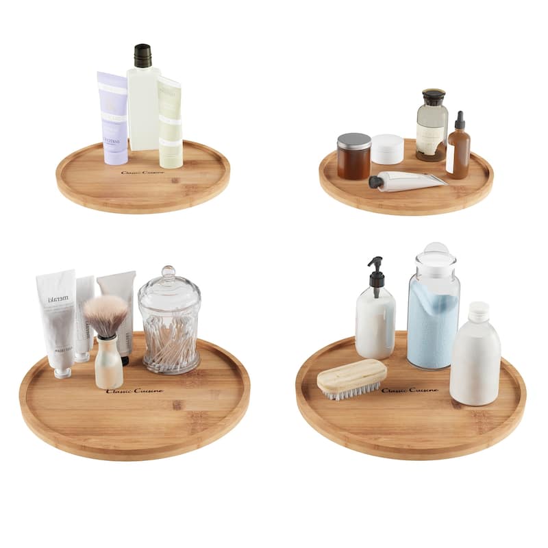 Single-Tier Lazy Susan - Round All-Natural Bamboo Turntable Organizer by Classic Cuisine (Natural Wood)