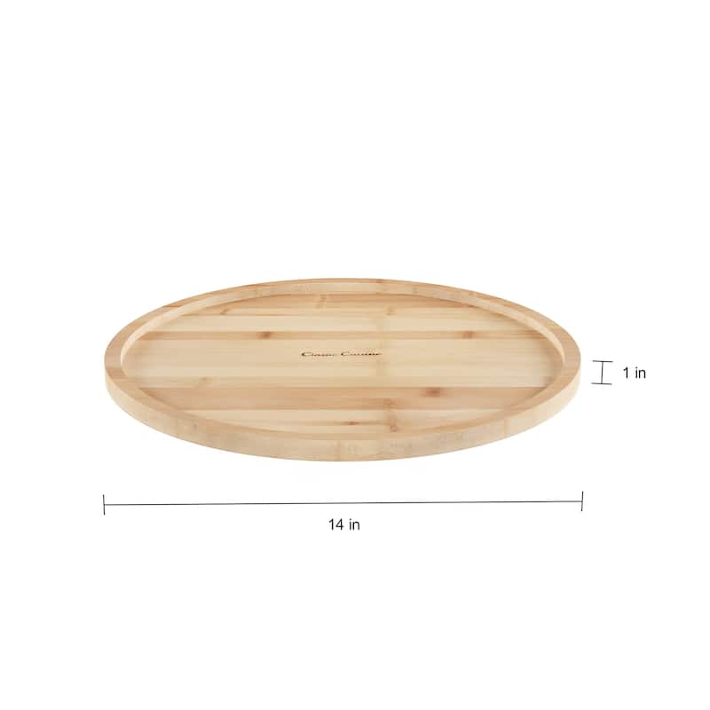 Single-Tier Lazy Susan - Round All-Natural Bamboo Turntable Organizer by Classic Cuisine (Natural Wood)