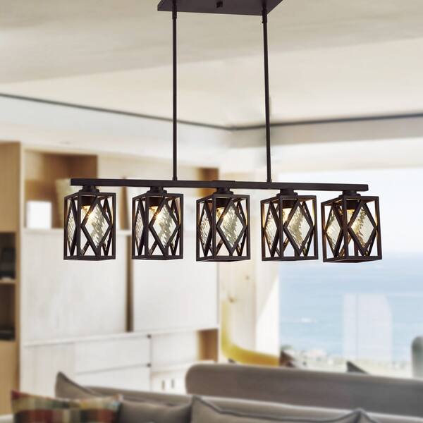 Shop Fanwel Oil Rubbed Bronze 5 Light Linear Chandelier Free