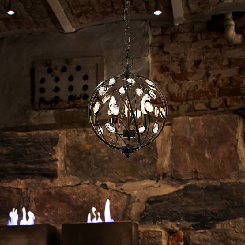 Silmin Oil Rubbed Bronze 3-light Crystal Globe Chandelier Lighting