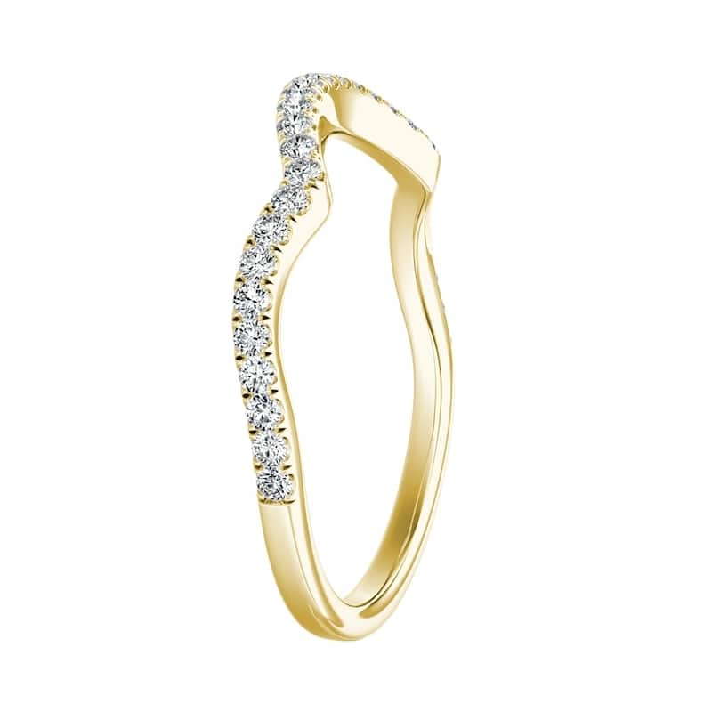 Auriya 1/5ctw Contoured Diamond Wedding Band 18k Gold