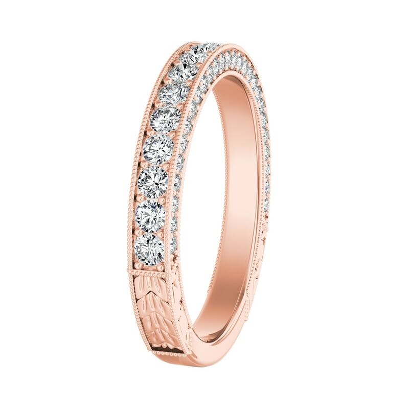 Auriya Vintage Inspired 1/2ctw Diamond Wedding Band 14k Gold