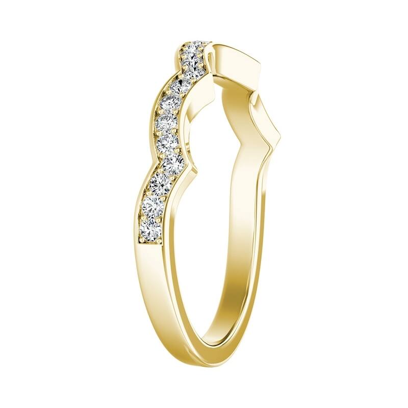 Auriya 1/5ctw Contoured Diamond Wedding Band 14k Gold