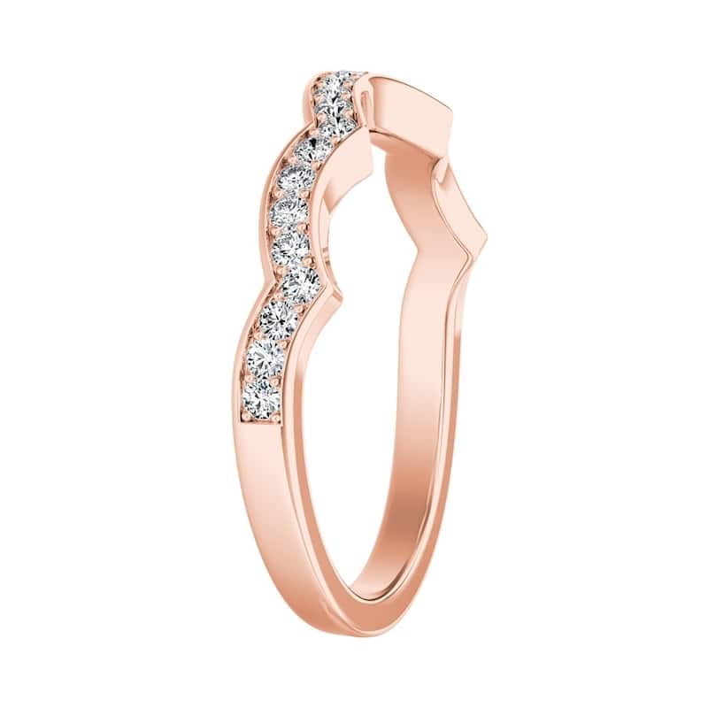 Auriya 1/5ctw Contoured Diamond Wedding Band 14k Gold