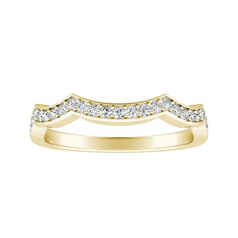 Auriya 1/5ctw Contoured Diamond Wedding Band 14k Gold
