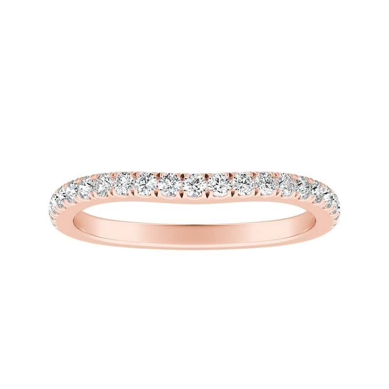 Auriya 14k Gold 1/4ctw Contoured Diamond Wedding Band