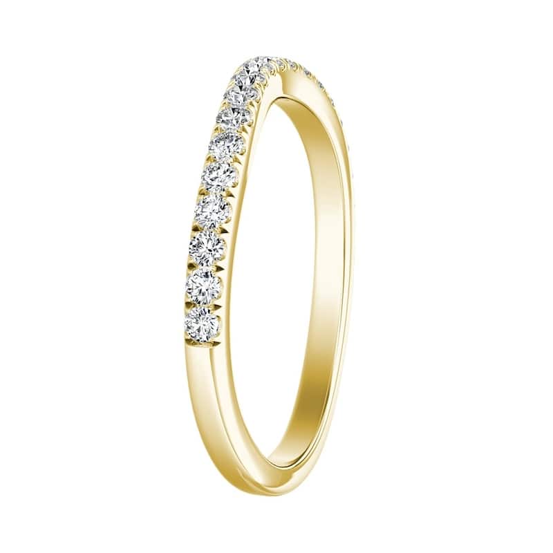Auriya 14k Gold 1/4ctw Contoured Diamond Wedding Band