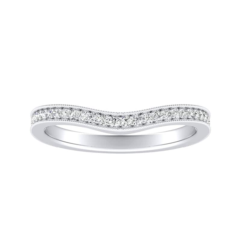 Auriya 18k Gold 1/5ctw Curved Diamond Wedding Band
