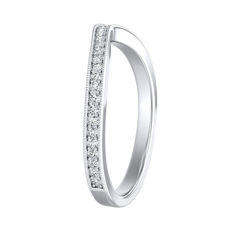 Auriya 18k Gold 1/5ctw Curved Diamond Wedding Band