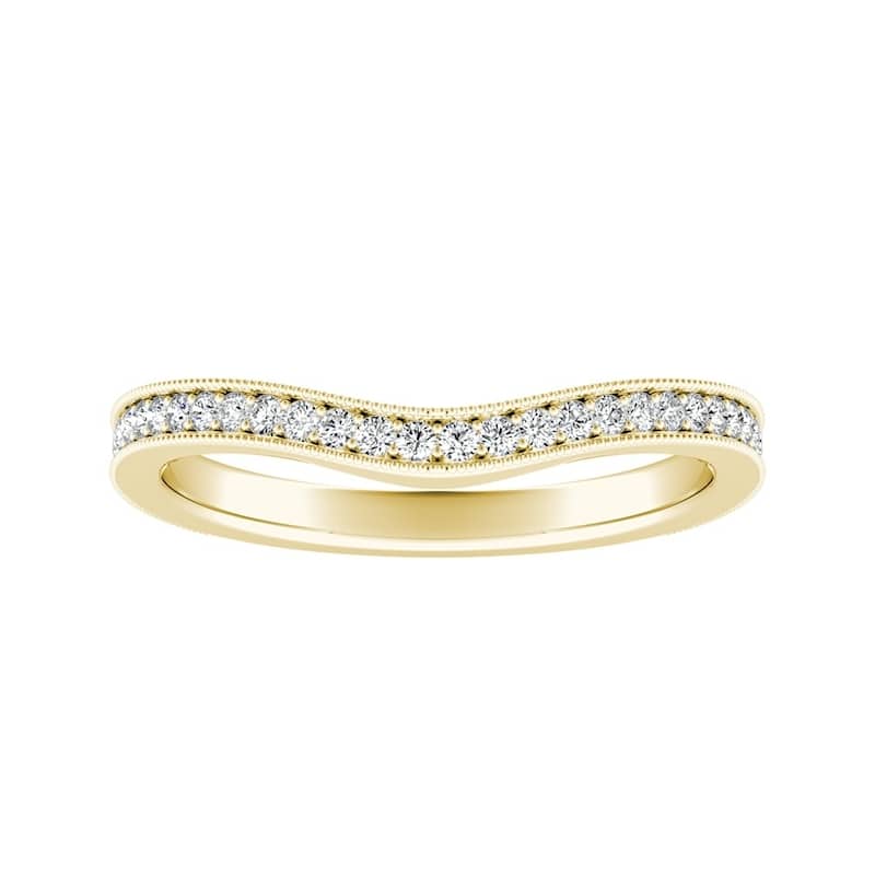 Auriya 14k Gold 1/5ctw Curved Diamond Wedding Band