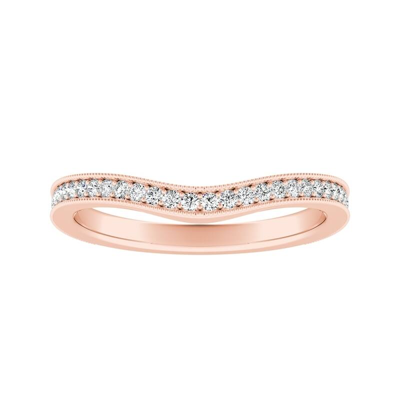 Auriya 14k Gold 1/5ctw Curved Diamond Wedding Band
